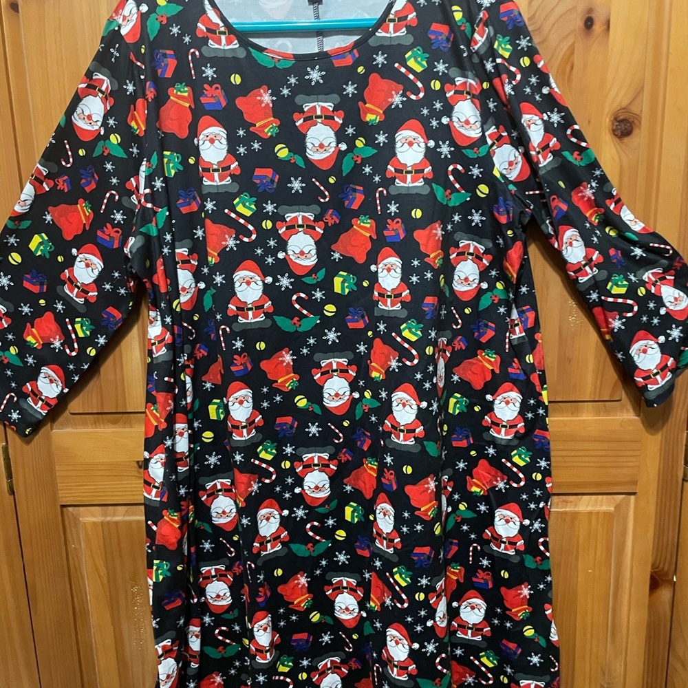 Festive Santa Print High Low Dress